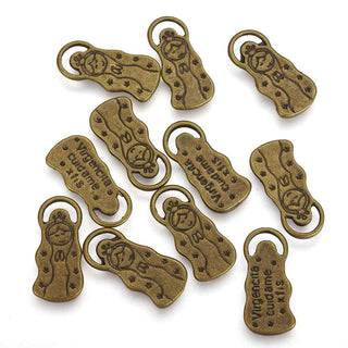 Dije Virgen "Virgencita cuídame xfis" Estilo Tibetano Tono Bronce Envejecido 32x15x2mm | 3 uds