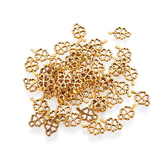Dije Mini Trébol de Aleación Tono Oro Envejecido 10x6x1mm | 16 uds