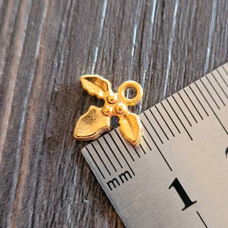 Dije Mini Hoja de Muérdago de Aleación Tono Oro Envejecido 14x12x3mm | 12 uds