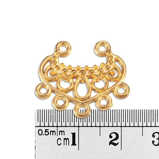 Base Pendiente Chandelier Trapezoidal con Volutas Tono Dorado 22x19x2.5mm | 6 uds