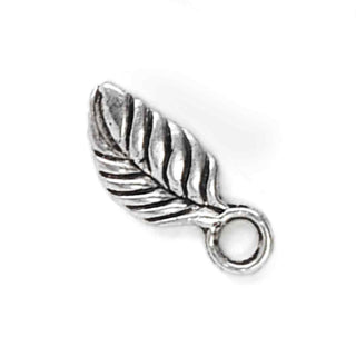 Mini Dije Hoja Estilizada Estilo Tibetano Tono Plata Envejecida 14x6mm | 11 uds