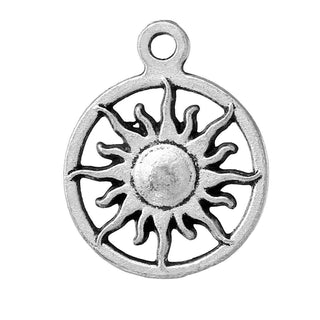 Dije Sol Celestial Estilo Tibetano Tono Plata Envejecida 19.5x16mm | 8 uds