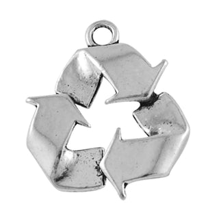 Maxi Dije Símbolo de Reciclaje Estilo Tibetano Tono Plata Envejecida 28x24mm | 1 ud