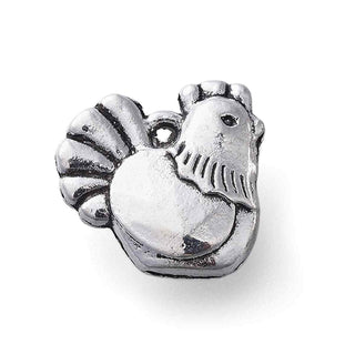 Mini Dije Gallina o Pollito Estilo Tibetano Tono Plata Envejecida 12x13mm | 6 uds