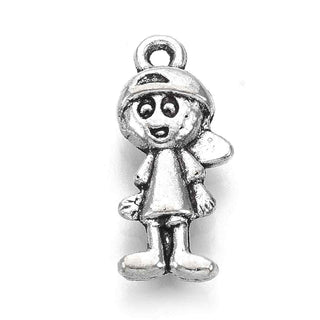 Dije Niño Estilo Tibetano Tono Plata Envejecida 18.5x8mm | 12 uds