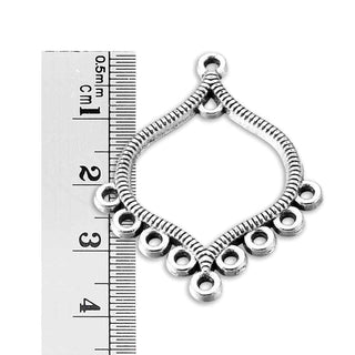 Base Pendiente Chandelier Marquesa con Borde Ranurado Tono Plata Envejecida 29x38x2mm | 2 uds