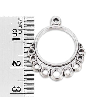 Base Pendiente Chandelier Circular con Esferas Decorativas Tono Plata Envejecida 29x25x1.5mm | 6 uds