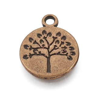 Dije Árbol de la Vida Estilo Tibetano Tono Bronce Envejecido 18.5x15x2mm | 8 uds