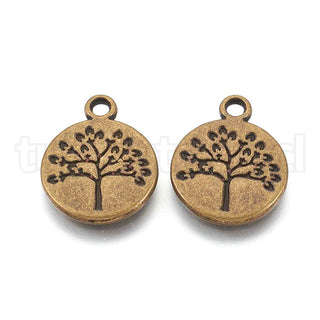 Colgante de aleación estilo tibetano, árbol de la vida, 18.5x15x2 mm.