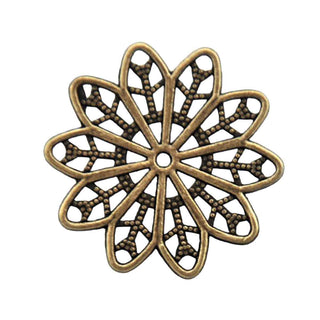 Dije Mandala Flor Tono Bronce Envejecido 26mm | 2 uds