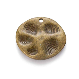 Dije Redondo con Textura Machacada Estilo Tibetano Tono Bronce Envejecido 32x33.5x3.5mm | 3 uds
