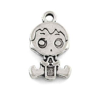 Dije Bebé con Biberón Estilo Tibetano Tono Plata Envejecida 24.5x13.5mm | 4 uds