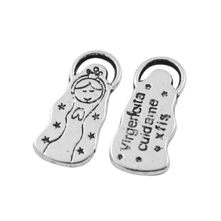 Dije Virgen Virgencita Cuídame Xfis Estilo Tibetano Tono Plata Envejecida 22x10mm | 4 uds