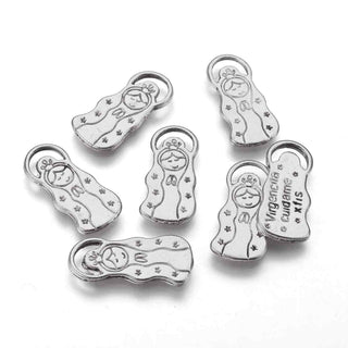 Dije Virgen Virgencita Cuídame Xfis Estilo Tibetano Tono Plata Envejecida 22x10mm | 4 uds
