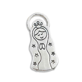 Dije Virgen Virgencita Cuídame Xfis Estilo Tibetano Tono Plata Envejecida 22x10mm | 4 uds