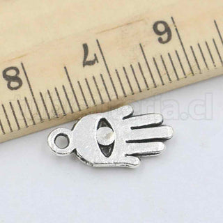 Colgante de aleación estilo tibetano, mano de Fátima / Hamsa, 15x8x2 mm.