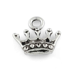 Mini Dije Corona de Realeza Estilo Tibetano Tono Plata Envejecida 13.2x14.1mm | 16 uds