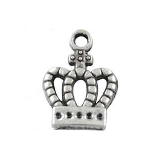 Mini Dije Corona Real Estilo Tibetano Tono Plata Envejecida 15x10mm | 14 uds