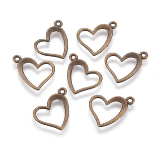 Dije Corazón Estilo Tibetano Tono Bronce Envejecido 13x15x1mm | 11 uds
