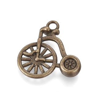 Dije Bicicleta Penny Farthing Tono Bronce Envejecido 17x18x3mm | 7 uds