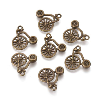 Dije Bicicleta Penny Farthing Tono Bronce Envejecido 17x18x3mm | 7 uds