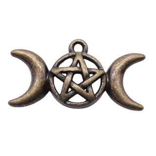 Dije Lunas Opuestas con Pentagrama Estilo Tibetano Tono Bronce Envejecido 16x30x4mm | 4 uds