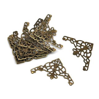 Dije Triangular Filigrana Tono Bronce Envejecido | 20 uds