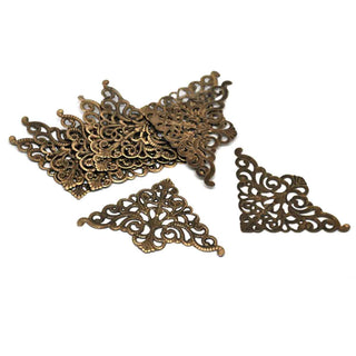 Dije Triangular Filigrana Tono Bronce Envejecido | 20 uds