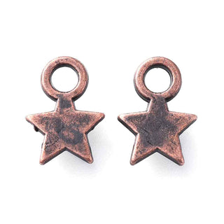 Dije Estrella Estilo Tibetano Tono Cobre Rojo Envejecido 10x8x2mm | 25 uds
