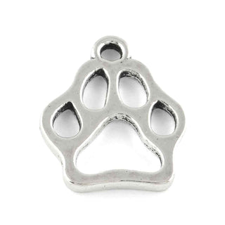 Dije Huella de Pata de Perro Estilo Tibetano Tono Plata Envejecida 19.5x16.5mm | 8 uds