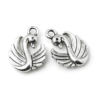 Dije Cisne Estilo Tibetano Tono Plata Envejecida 17x13x3mm | 5 uds