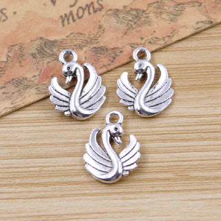 Dije Cisne Estilo Tibetano Tono Plata Envejecida 17x13x3mm | 5 uds