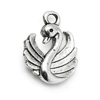 Dije Cisne Estilo Tibetano Tono Plata Envejecida 17x13x3mm | 5 uds