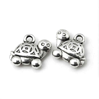 Dije Tortuga con Relieve Estilo Tibetano Tono Plata Envejecida 15x13x3mm | 5 uds