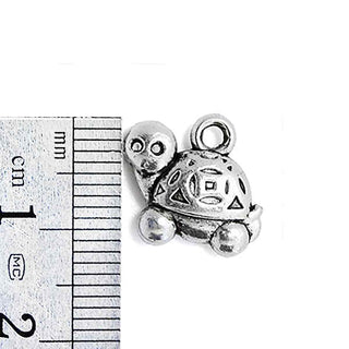 Dije Tortuga con Relieve Estilo Tibetano Tono Plata Envejecida 15x13x3mm | 5 uds