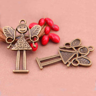 Dije Ángel Estilo Tibetano Tono Bronce Envejecido 35x29mm | 3 uds