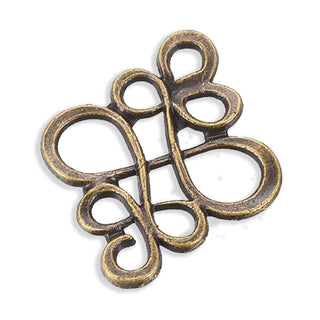 Dije Conector Nudo Chino Estilo Tibetano Tono Bronce Envejecido 22x18.5x1mm | 8 uds