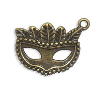 Dije Antifaz Estilo Tibetano Tono Bronce Envejecido 20x15x2mm | 3 uds