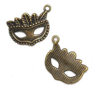 Dije Antifaz Estilo Tibetano Tono Bronce Envejecido 20x15x2mm | 3 uds