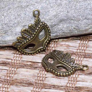 Dije Antifaz Estilo Tibetano Tono Bronce Envejecido 20x15x2mm | 3 uds