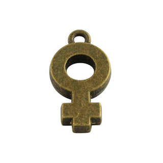 Dije Signo Femenino Estilo Tibetano Tono Bronce Envejecido 22x12x3.5mm | 4 uds