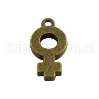 Colgante de aleación estilo tibetano, signo de género femenino, 22x12x3.5 mm.