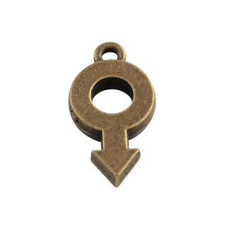 Dije Signo Masculino Estilo Tibetano Tono Bronce Envejecido 22x12x3.5mm | 5 uds