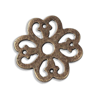 Dije Conector Flor Tono Bronce Envejecido 15mm | 12 uds