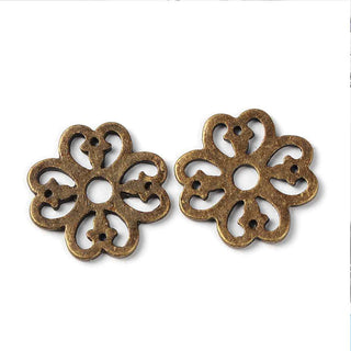 Dije Conector Flor Tono Bronce Envejecido 15mm | 12 uds