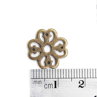 Dije Conector Flor Tono Bronce Envejecido 15mm | 12 uds