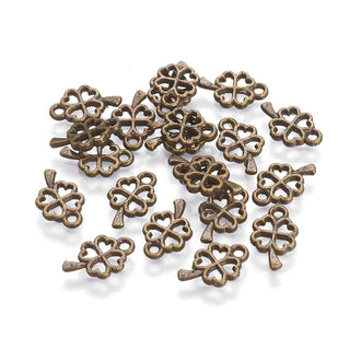 Mini Dije Trébol Estilo Tibetano Tono Bronce Envejecido 10x6x1mm | 18 uds