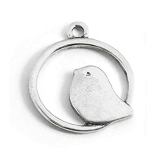 Dije Pájaro Silvestre Estilo Tibetano Tono Plata Envejecida 25x21x2mm | 6 uds