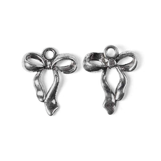 Dije Lazo Cinta Tridimensional Estilo Tibetano Tono Plata Envejecida 23x18x4mm | 4 uds