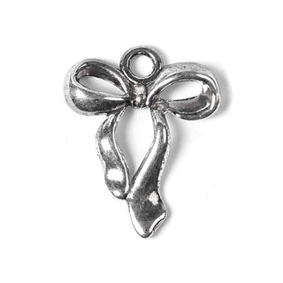 Dije Lazo Cinta Tridimensional Estilo Tibetano Tono Plata Envejecida 23x18x4mm | 4 uds